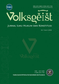 VOLKSGEIST: Jurnal Ilmu Hukum dan Konstitusi