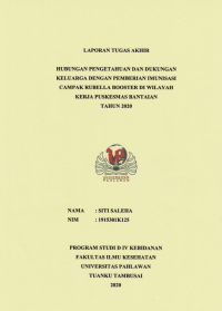 Hubungan Pengetahuan dan Dukungan Keluarga Dengan Memberikan Imunisasi Campak Rubella Booster di Wilayah Kerja Puskesmas Bantaian Tahun 2020