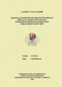Hubungan Komunikasi Terapeutik Dengan Kepuasan Pasien Di Ruang KIA Puskesmas Sedingin Kabupaten Rokan Hilir Tahun 2020
